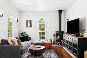 TV, fireplace, stereo