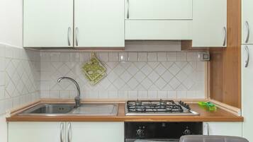 Fridge, oven, stovetop, coffee/tea maker