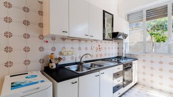 Fridge, oven, stovetop, cookware/dishes/utensils