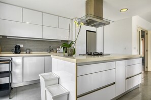 Fridge, microwave, oven, stovetop - VillaSol – Peaceful House with Private Pool and Mountain Views (l'Aspre)