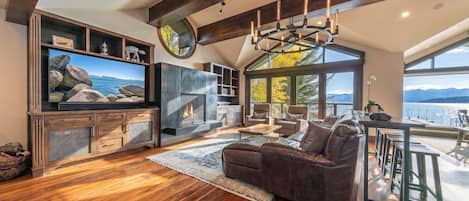 Smart TV, fireplace, video games, stereo
