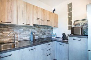 Fridge, microwave, dishwasher, coffee/tea maker