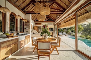 Villa, 1 King Bed, Patio, Ocean View | In-room dining