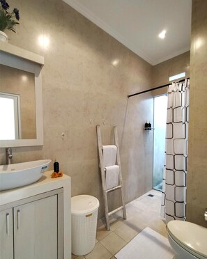Dusche, Haartrockner, Bidet, Handtücher