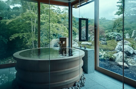 Habitación (Villa Suite, hare) | Baño | Ducha y bañera combinadas y cabezal de ducha tipo lluvia. Gora Kadan Fuji