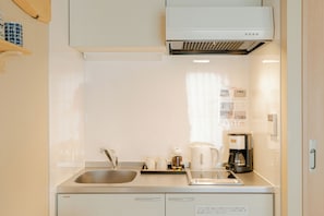 NO.202 Sushi Room, Non Smoking | Private kitchen | Mini-fridge, microwave, electric kettle, cookware/dishes/utensils - V Boutique House (Osaka)