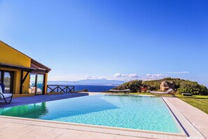 Outdoor pool, pool loungers