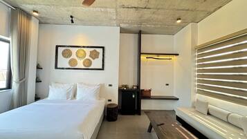 Pillow-top beds, desk, blackout curtains, soundproofing