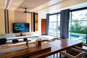 Luxury Villa, 2 Bedrooms, Balcony, Pool View | Living area | 43-inch Smart TV with digital channels, Netflix, streaming services - La Boutique Lux's Villas Seminyak Bali (Seminyak)