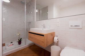 Dusche, Haartrockner, Handtücher