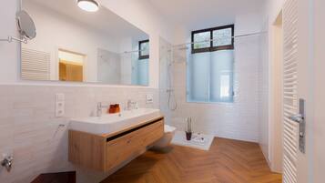 Dusche, Haartrockner, Handtücher