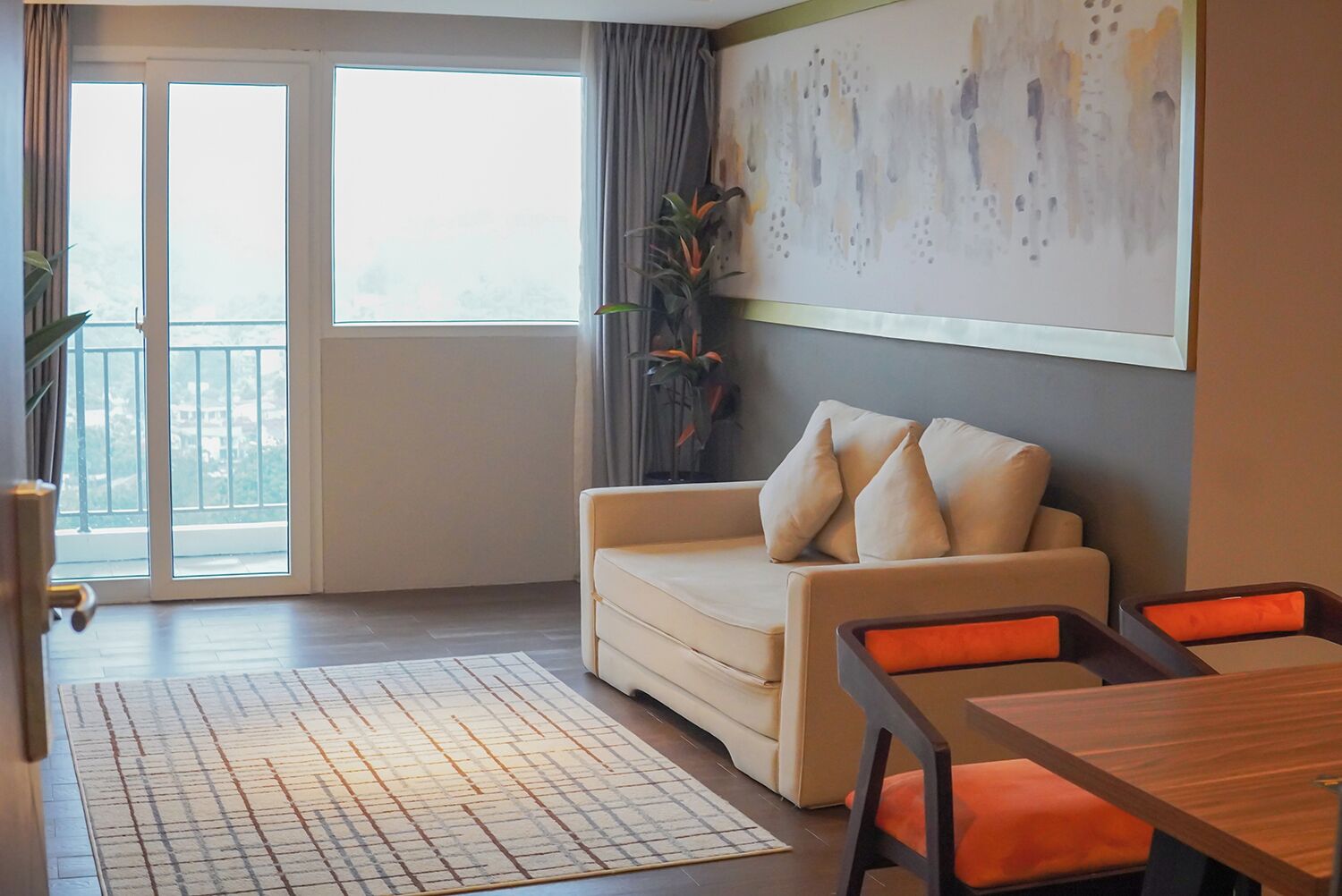 Executive Suite, 1 Double Bed, Non Smoking, Balcony | Living area | 43-inch LED TV with satellite channels