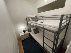 2 bedrooms, desk, iron/ironing board, travel cot