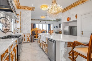 Fridge, microwave, oven, stovetop - Ocean Palace, 5BR Oceanfront Luxury Retreat (Georgetown)