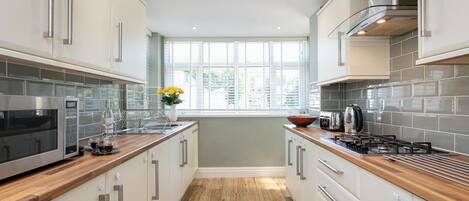 Kühlschrank, Mikrowelle, Ofen, Herdplatte