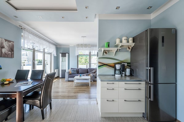 Classic Apartment, City View | Private kitchenette | Full-sized fridge, oven, stovetop, dishwasher