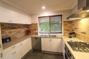 Fridge, microwave, oven, dishwasher