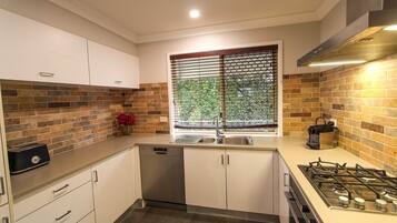 Fridge, microwave, oven, dishwasher