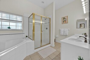 Hair dryer, towels, soap