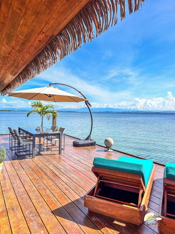 Luxury Bungalow, 1 King Bed, Ocean View, Overwater | Terrace/patio - Coral Bay Bungalows (Bastimentos)