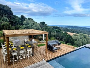 Outdoor dining - VILLA AEQUOR 12 PERS SEA VIEW HEATED POOL (CONCA)