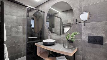 Luxury Chalet, Mountain View | Bathroom | Free toiletries, hair dryer, towels, soap