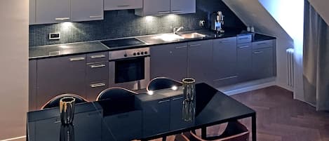 Senior Apartment, 2 Bedrooms | Private kitchen | Fridge, microwave, stovetop, coffee/tea maker
