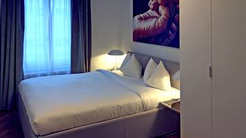 2 bedrooms, desk, laptop workspace, iron/ironing board