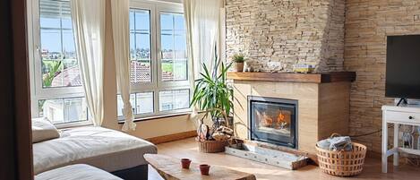 Smart-tv och eldstad