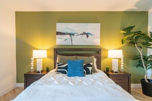1 bedroom, desk, iron/ironing board, travel cot