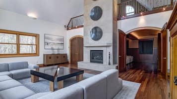 Smart TV, fireplace, video games, DVD player