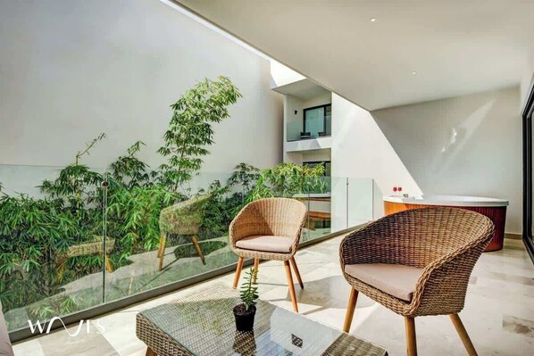 Appartement, 1 très grand lit et 1 canapé-lit, accès piscine, vue océan (Cruz con Mar 409) | Terrasse/Patio