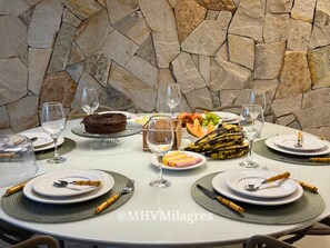 Villa | Private kitchen | Fridge, microwave, toaster oven, cookware/dishes/utensils