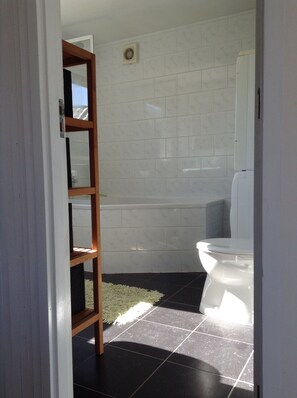 Dusche, Handtücher, Seife, Toilettenpapier