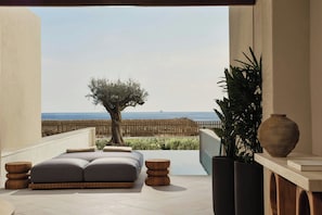 Habitación, 1 cama King size, alberca privada, vista al mar (Private Pool) | Sábanas de algodón egipcio, ropa de cama de alta calidad y edredón 