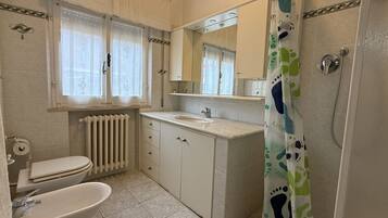 Shower, bidet, towels