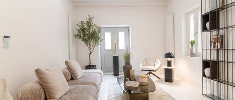 Smart TV, fireplace, stereo