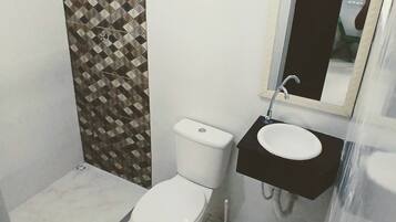 Secador de cabelo, toalhas de banho, papel higiênico