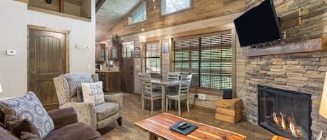 Smart-tv, eldstad och dvd-spelare