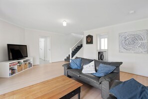 Smart TV, fireplace, DVD player, video library