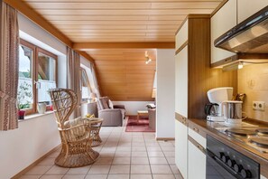 Fridge, oven, stovetop, coffee/tea maker