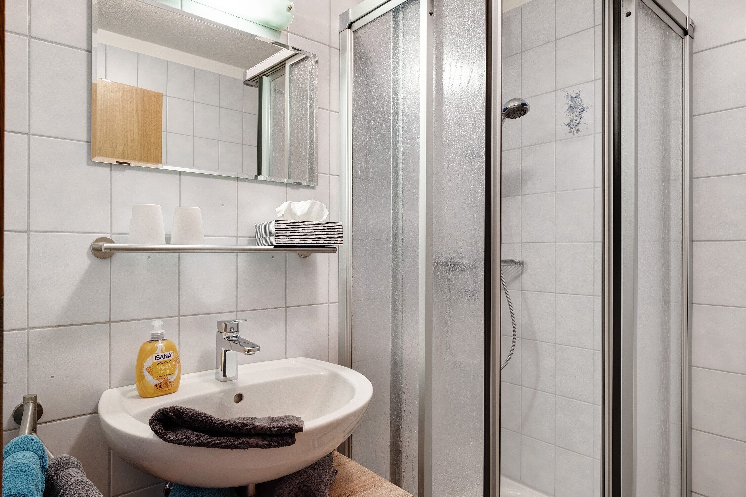 Dusche, Haartrockner, Handtücher
