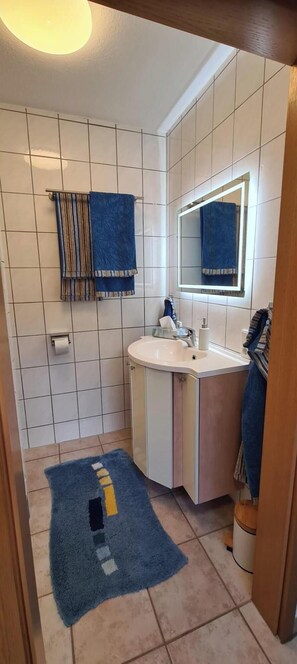 Dusche, Haartrockner, Handtücher