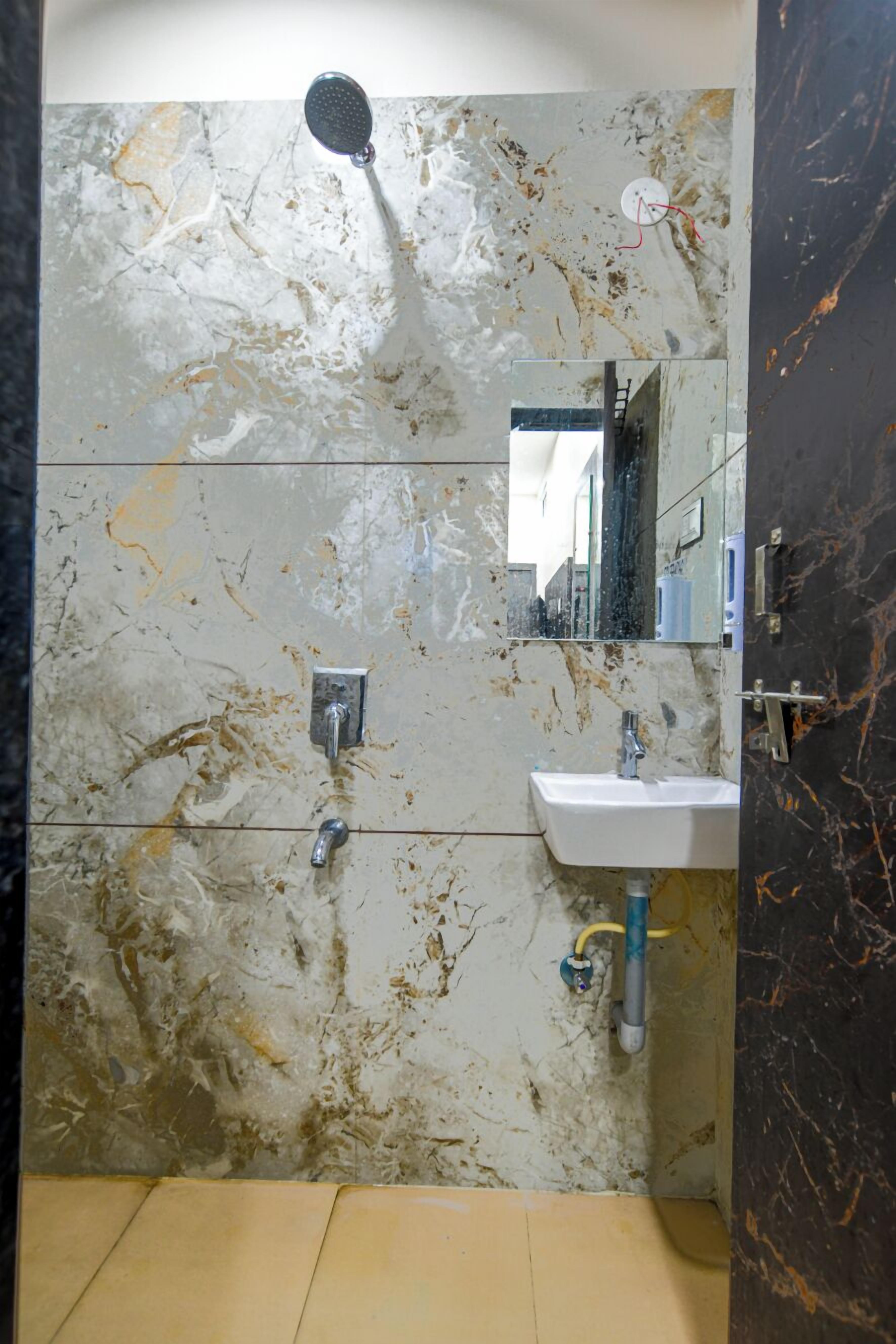 Shower, towels, soap, shampoo