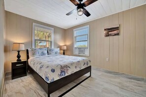 1 bedroom, desk, iron/ironing board, travel cot