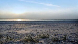 A beach with sand and sparse vegetation. - Relax on the Beach! Private Balcony Oceanview (Indian Rocks Beach)