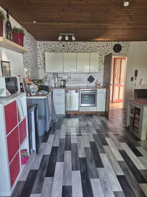 Kühlschrank, Mikrowelle, Herdplatte, Geschirrspüler