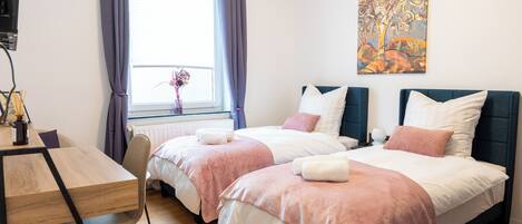 2 bedrooms, desk, iron/ironing board, travel cot