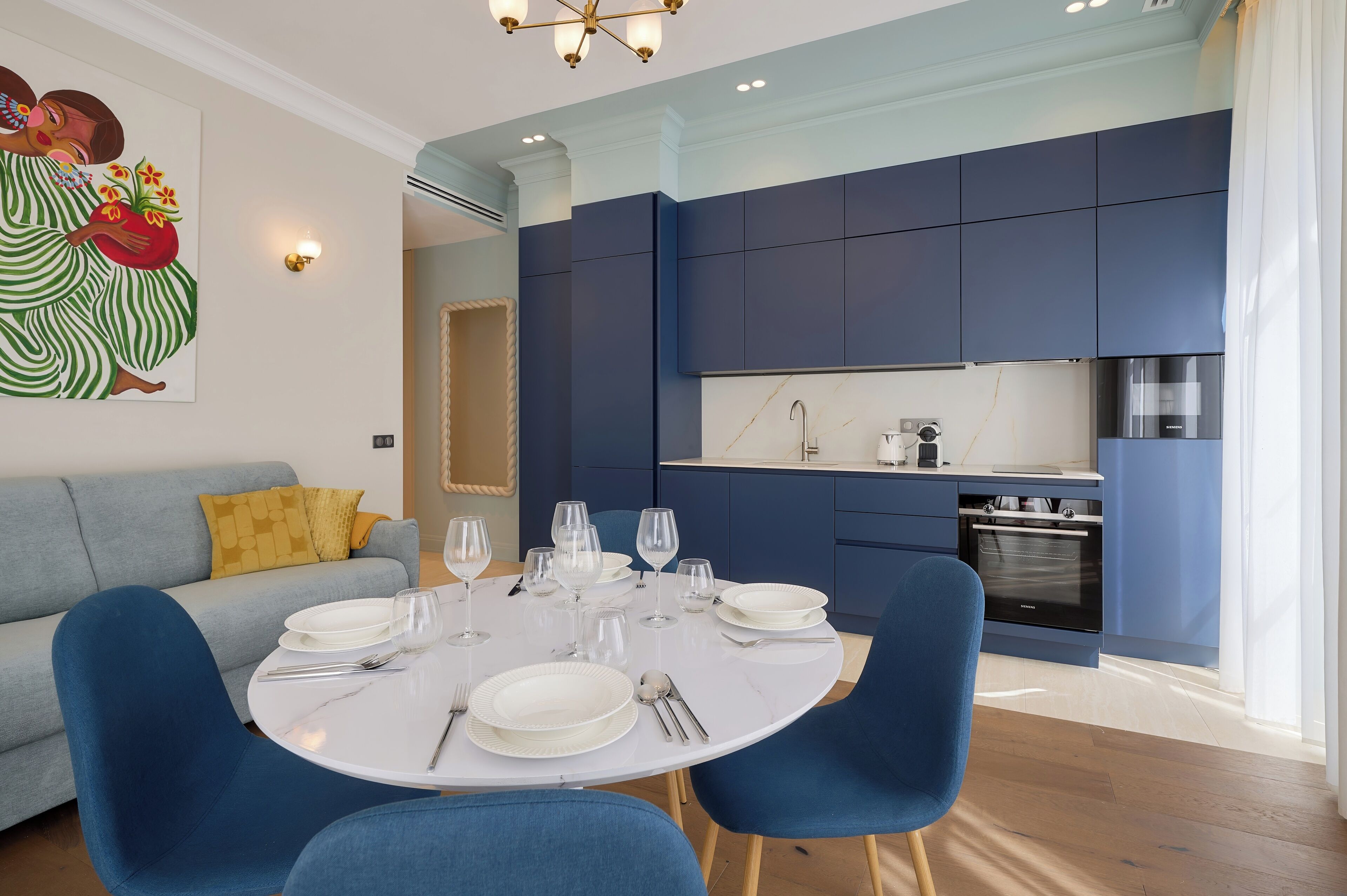 Design-lejlighed - 1 queensize-seng med sovesofa - balkon | Premium-sengetøj, senge med madrasser af memory foam