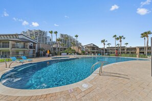 A heated pool - Spacious, 2-Story Condo in Beachfront Resort – Pools, Hot Tubs, Grills, & More! (South Padre Island)